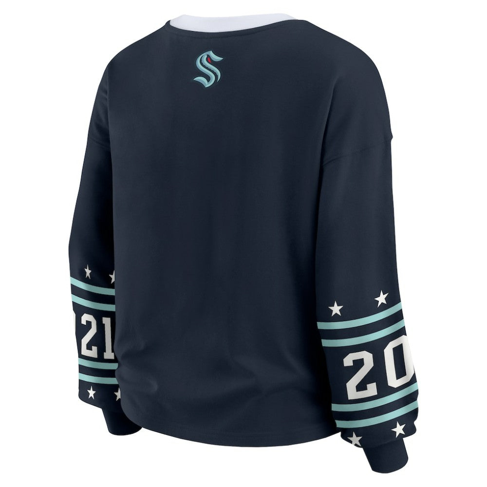 NHL Seattle Kraken WEAR by Erin Andrews Women's Long-Sleeve Sport T-Shirt - Deep Sea Blue
