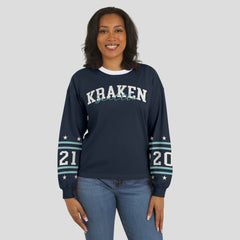 NHL Seattle Kraken WEAR by Erin Andrews Women's Long-Sleeve Sport T-Shirt - Deep Sea Blue