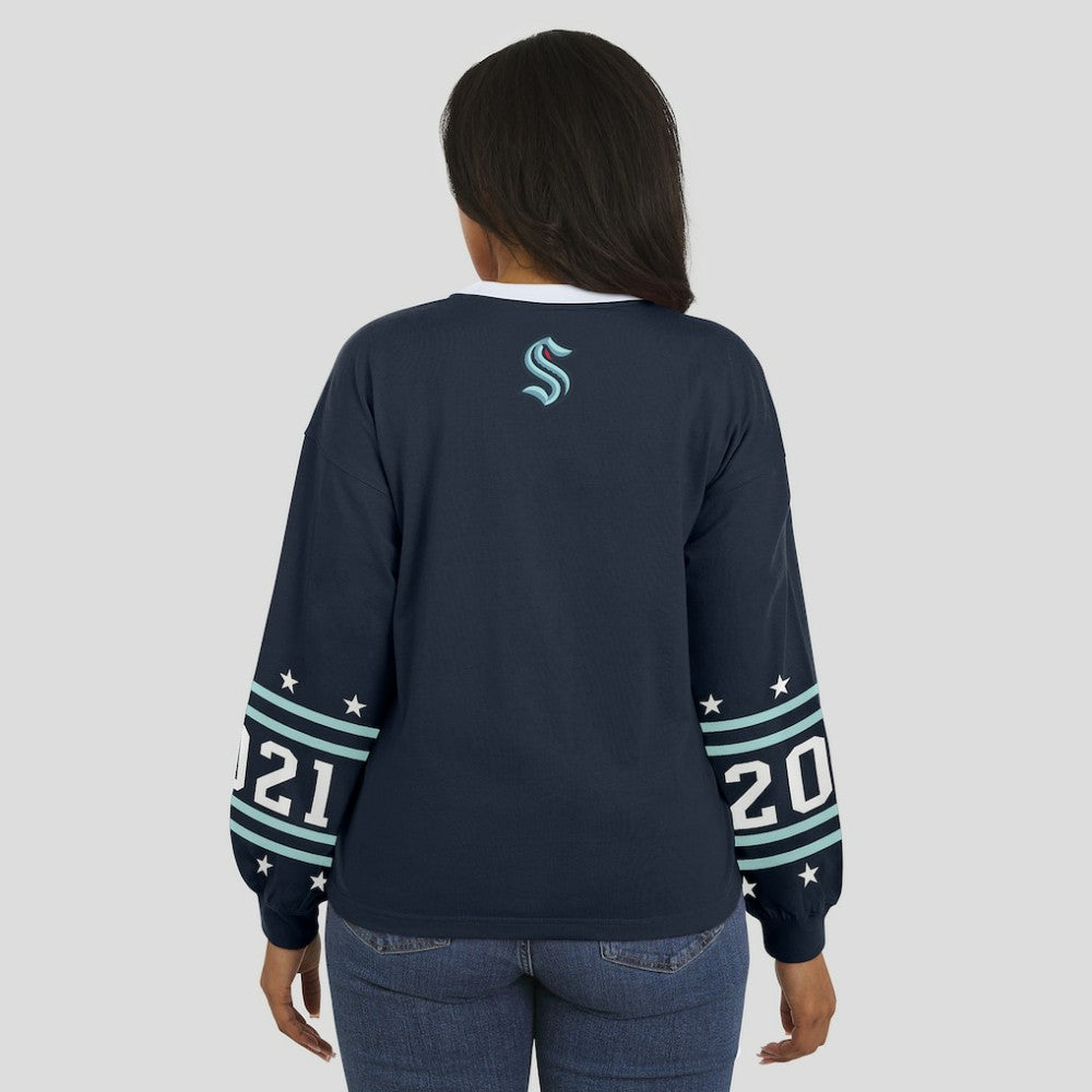 NHL Seattle Kraken WEAR by Erin Andrews Women's Long-Sleeve Sport T-Shirt - Deep Sea Blue