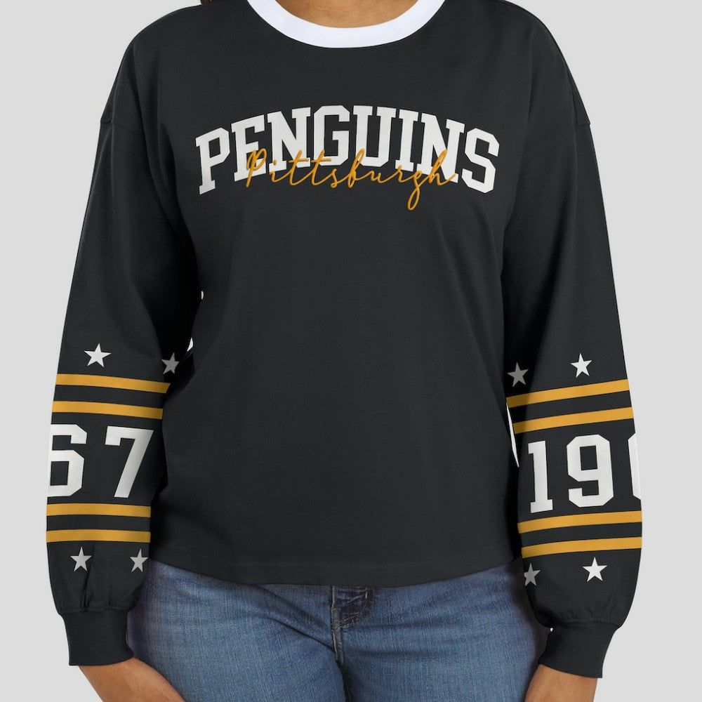 NHL Pittsburgh Penguins WEAR by Erin Andrews Women's Long-Sleeve Sport T-Shirt - Black