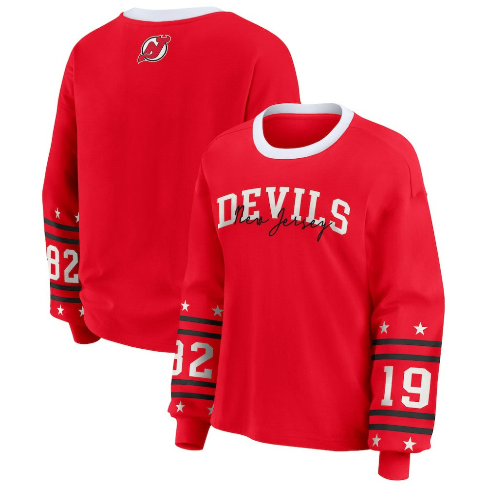 NHL New Jersey Devils WEAR by Erin Andrews Women's Long-Sleeve Sport T-Shirt - Red