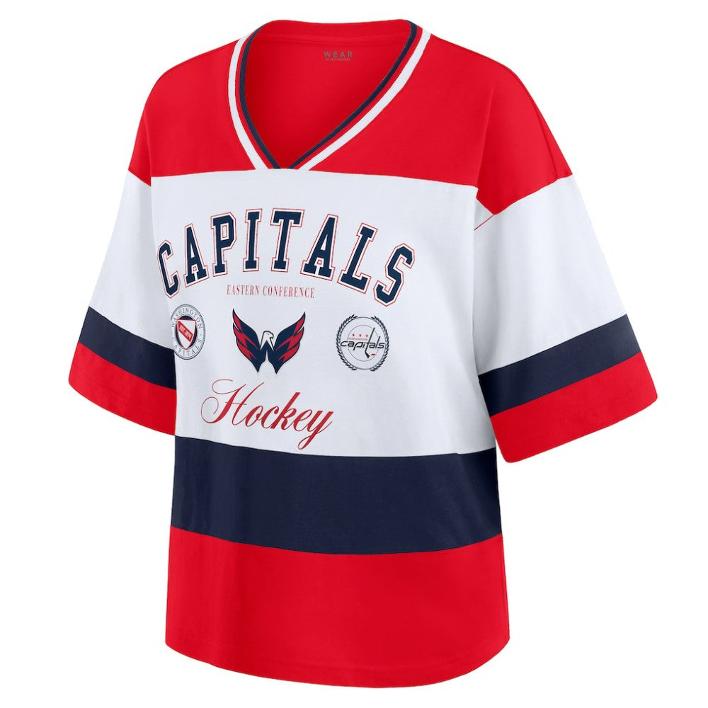 NHL Washington Capitals WEAR by Erin Andrews Women's Jersey Style Tee - Red/White
