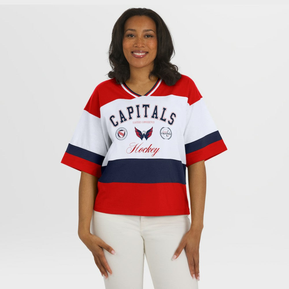 NHL Washington Capitals WEAR by Erin Andrews Women's Jersey Style Tee - Red/White
