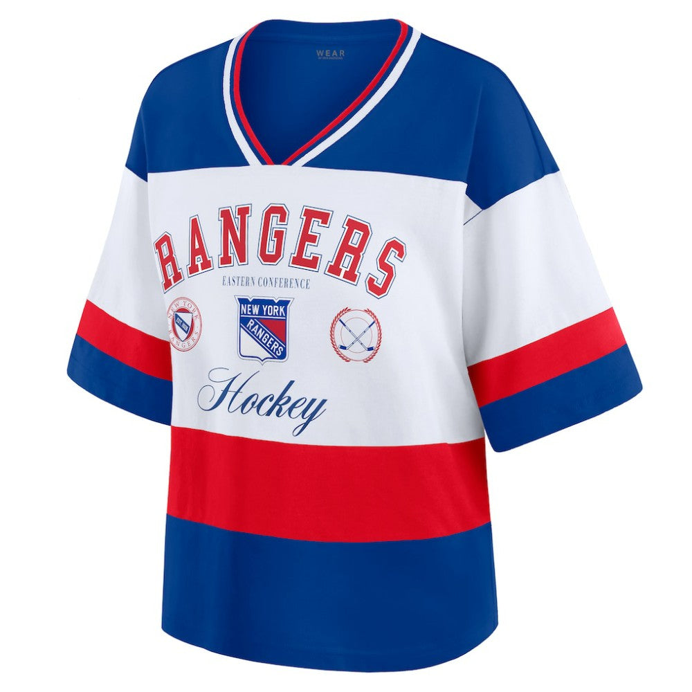 NHL New York Rangers WEAR by Erin Andrews Women's Jersey Style Tee - Blue/White