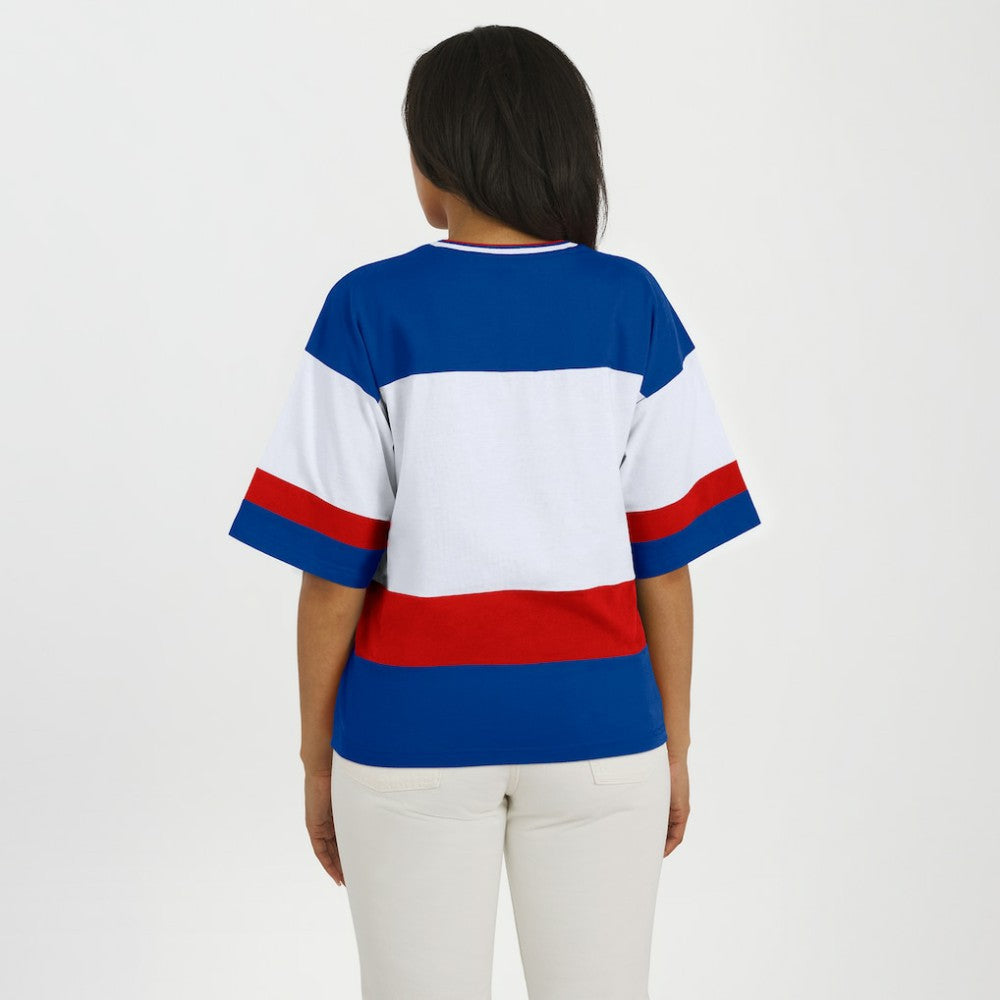 NHL New York Rangers WEAR by Erin Andrews Women's Jersey Style Tee - Blue/White
