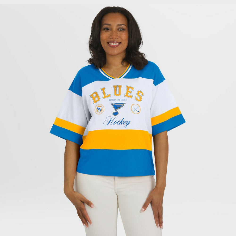 NHL St. Louis Blues WEAR by Erin Andrews Women's Jersey Style Tee - Blue/White
