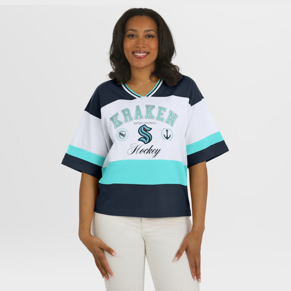 NHL Seattle Kraken WEAR by Erin Andrews Women's Jersey Style Tee - Black/White