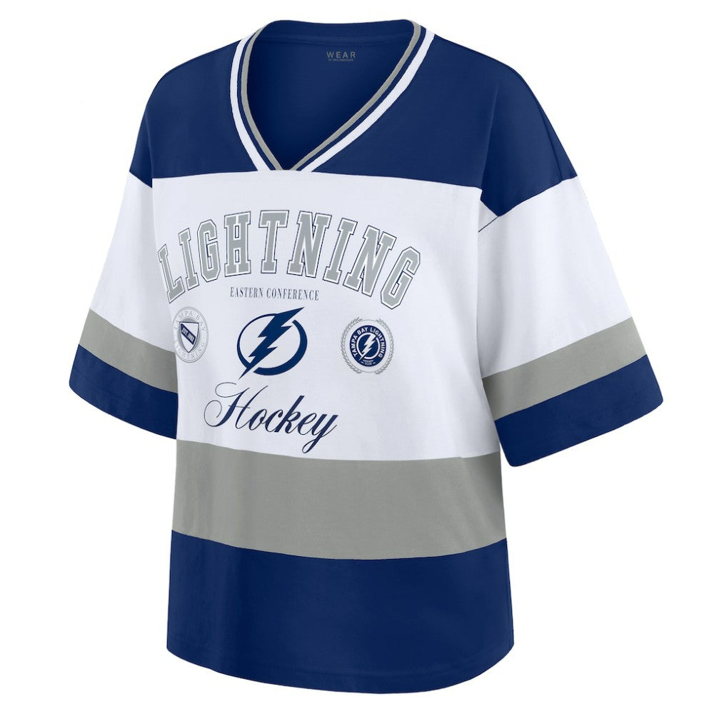 NHL Tampa Bay Lightning WEAR by Erin Andrews Women's Jersey Style Tee - Blue/White