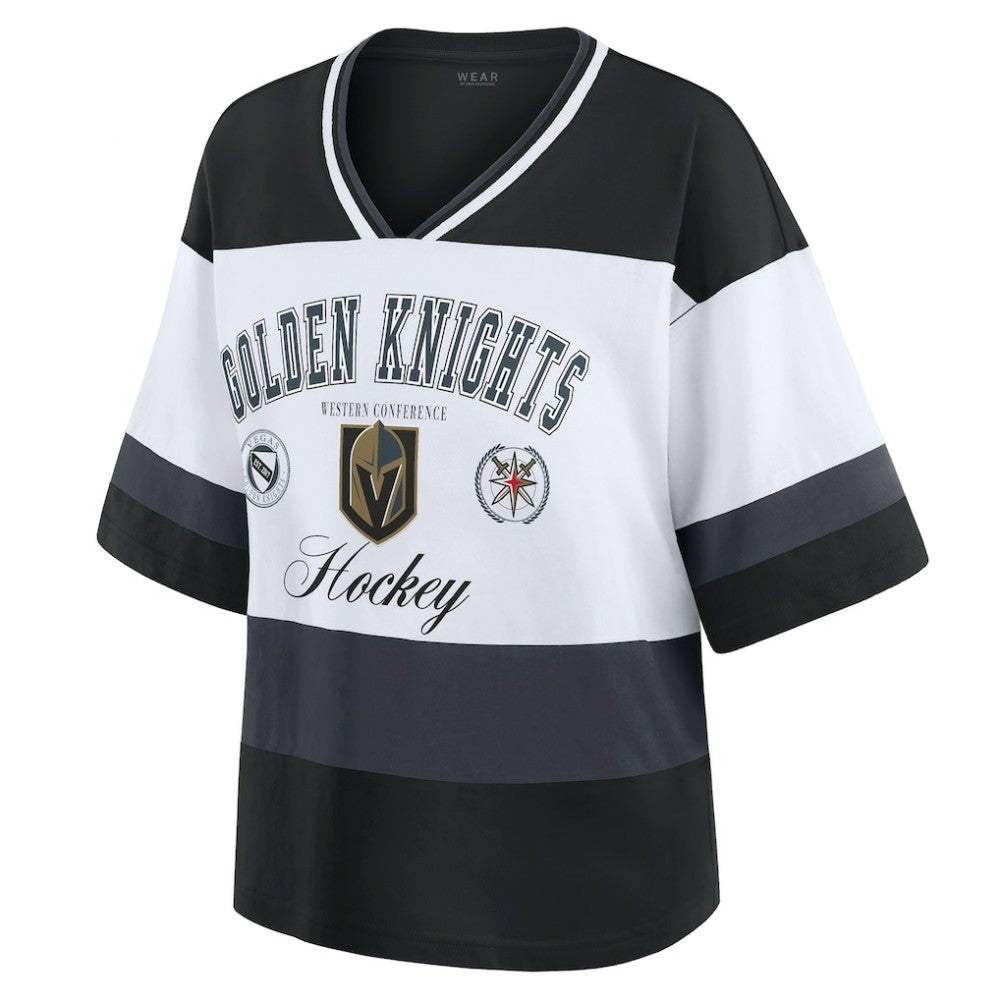 NHL Vegas Golden Knights WEAR by Erin Andrews Women's Jersey Style Tee - Black/White
