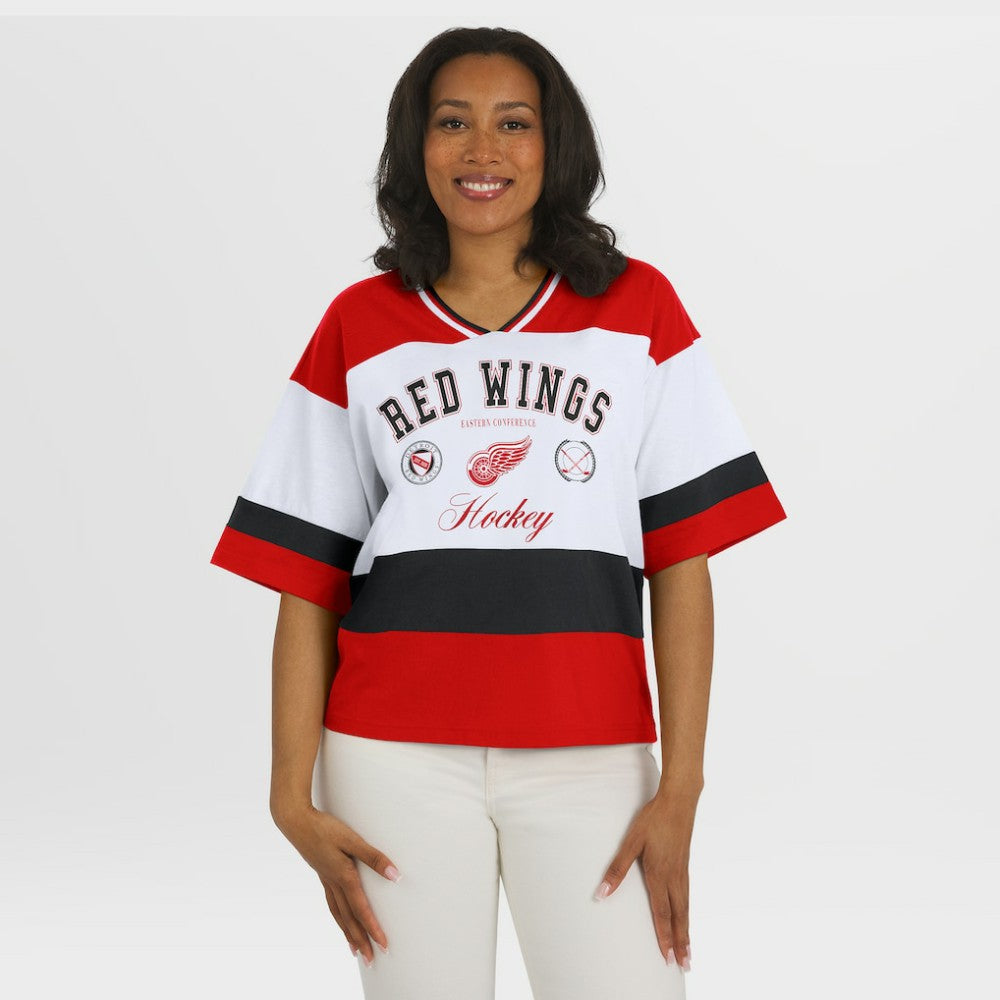 NHL Detroit Red Wings WEAR by Erin Andrews Women's Jersey Style Tee - Red/White