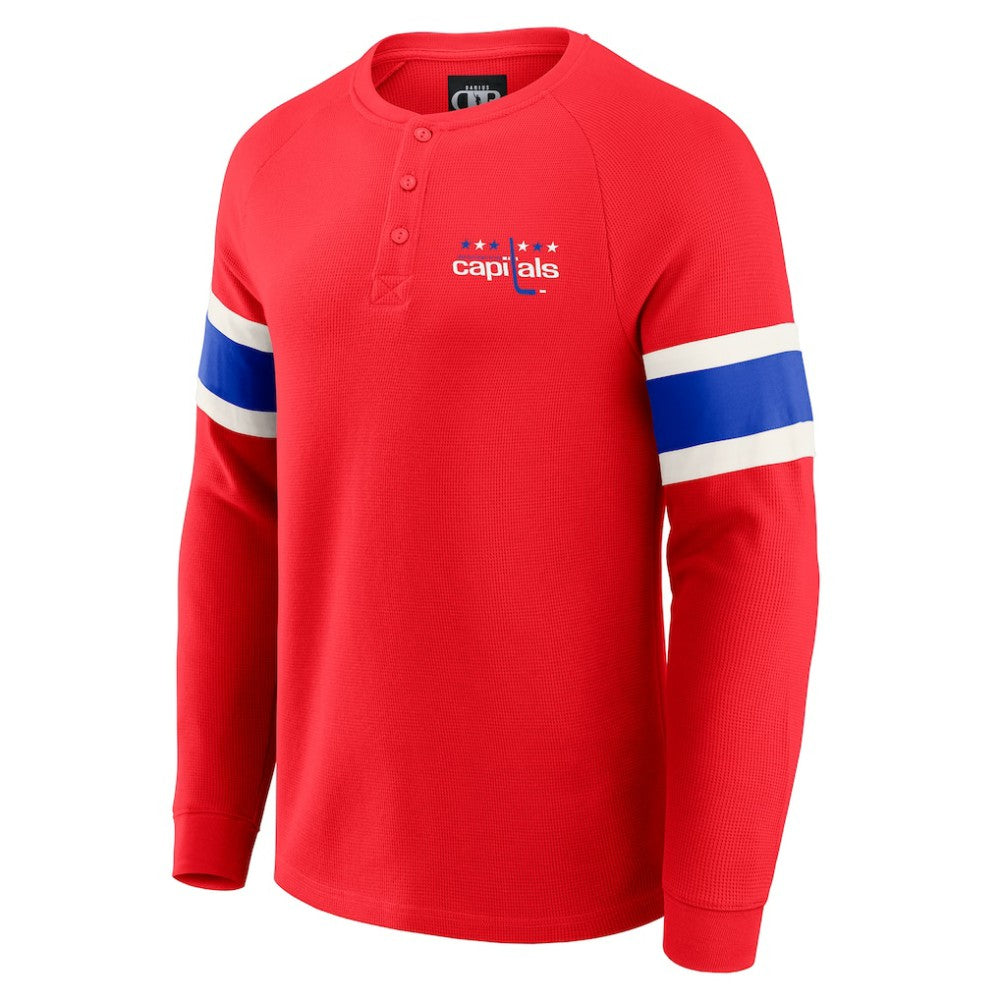 NHL Washington Capitals Darius Rucker Collection by Fanatics Waffle-Knit Raglan Long Sleeve Henley T-Shirt - Red