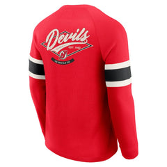 NHL New Jersey Devils Darius Rucker Collection by Fanatics Waffle-Knit Raglan Long Sleeve Henley T-Shirt - Red