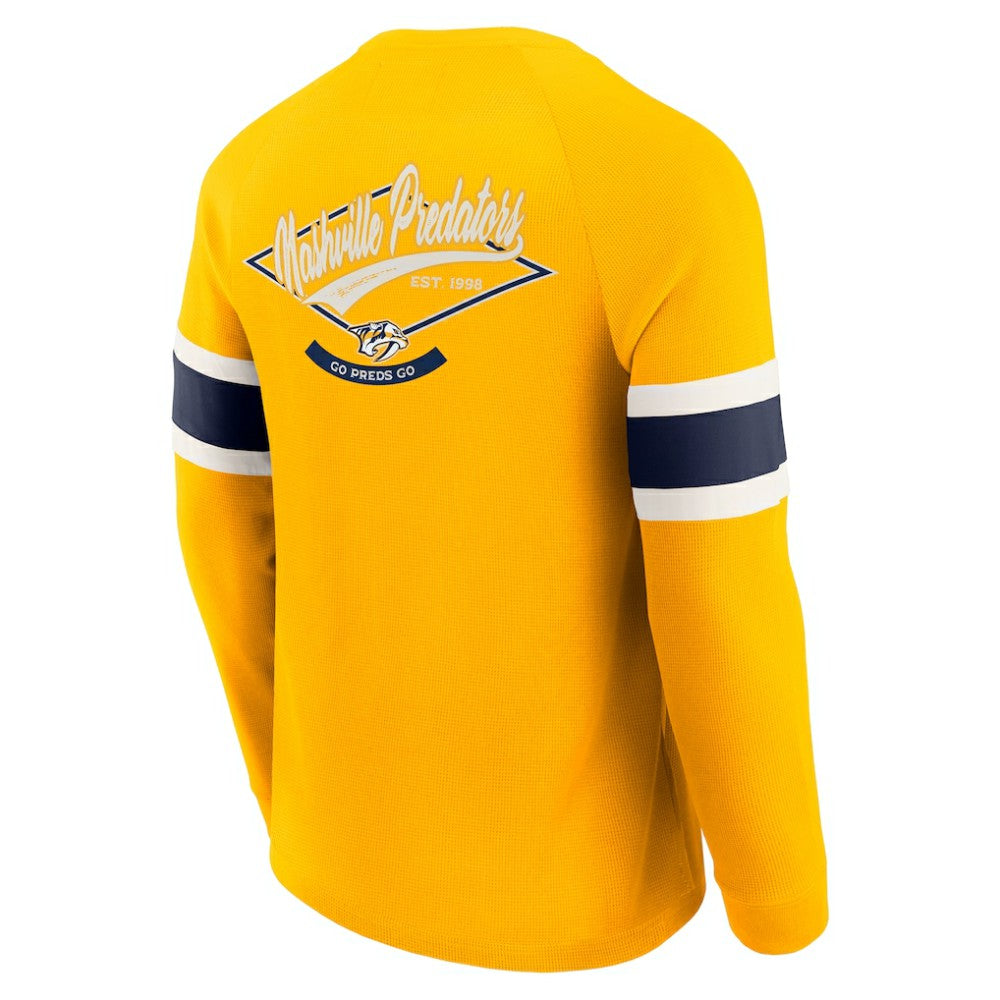 NHL Nashville Predators Darius Rucker Collection by Fanatics Waffle-Knit Raglan Long Sleeve Henley T-Shirt - Gold