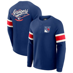 NHL New York Rangers Darius Rucker Collection by Fanatics Waffle-Knit Raglan Long Sleeve Henley T-Shirt - Navy