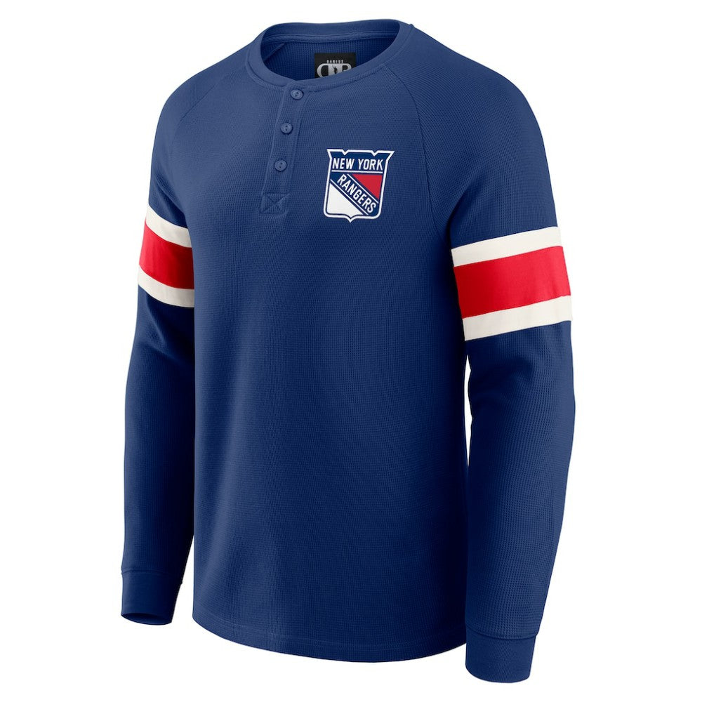NHL New York Rangers Darius Rucker Collection by Fanatics Waffle-Knit Raglan Long Sleeve Henley T-Shirt - Navy