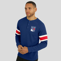 NHL New York Rangers Darius Rucker Collection by Fanatics Waffle-Knit Raglan Long Sleeve Henley T-Shirt - Navy