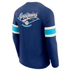 NHL Pittsburgh Penguins Darius Rucker Collection by Fanatics Waffle-Knit Raglan Long Sleeve Henley T-Shirt - Navy