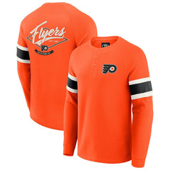 NHL Philadelphia Flyers Darius Rucker Collection by Fanatics Waffle-Knit Raglan Long Sleeve Henley T-Shirt - Orange
