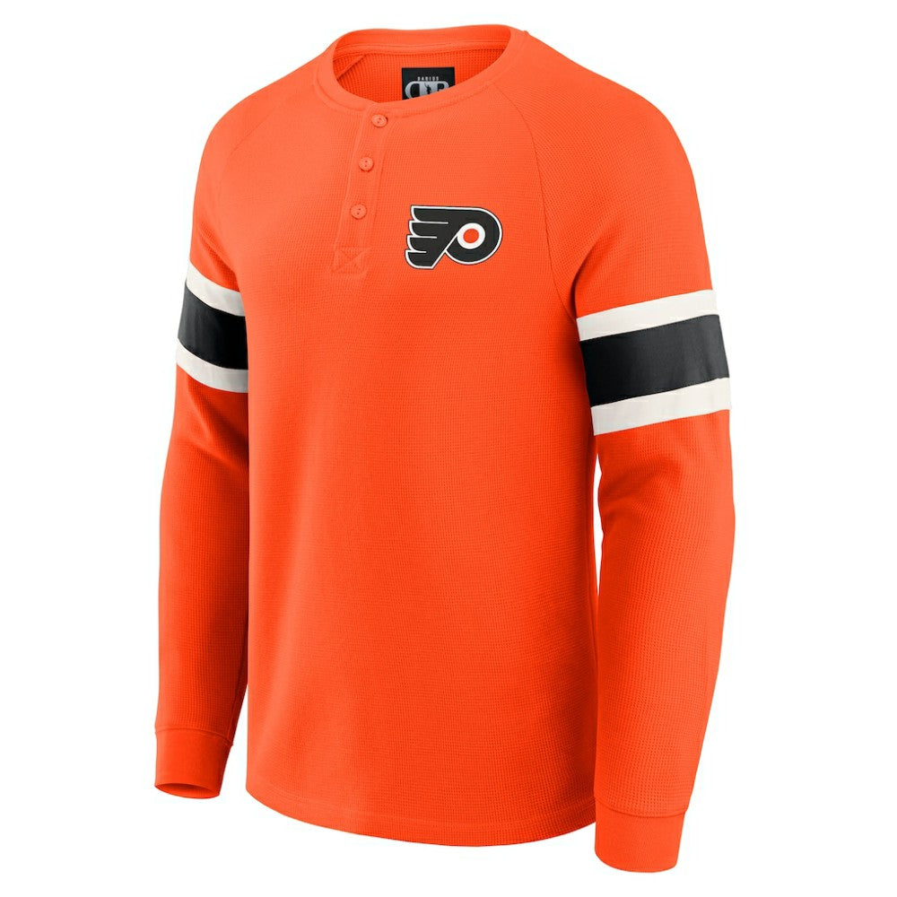 NHL Philadelphia Flyers Darius Rucker Collection by Fanatics Waffle-Knit Raglan Long Sleeve Henley T-Shirt - Orange