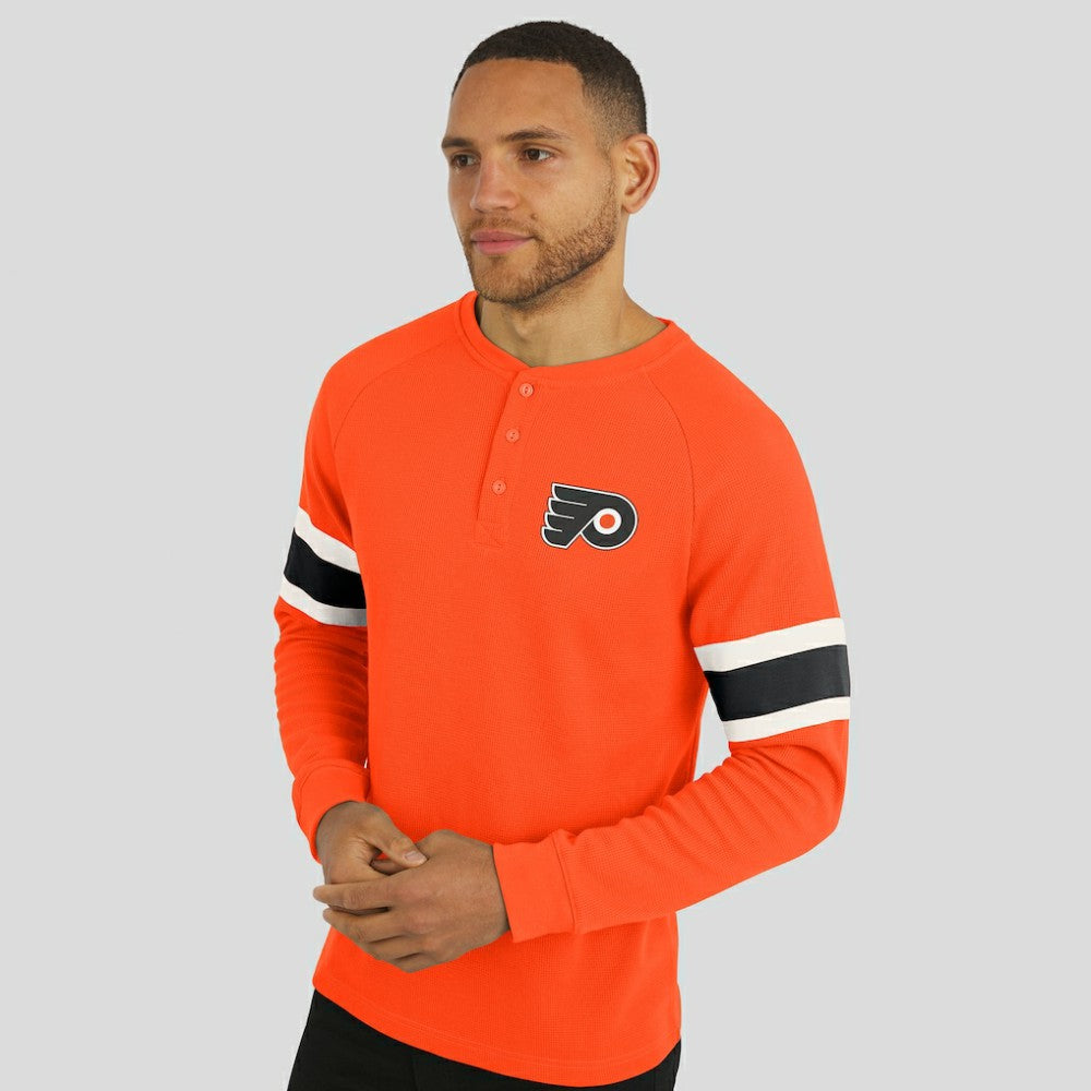 NHL Philadelphia Flyers Darius Rucker Collection by Fanatics Waffle-Knit Raglan Long Sleeve Henley T-Shirt - Orange