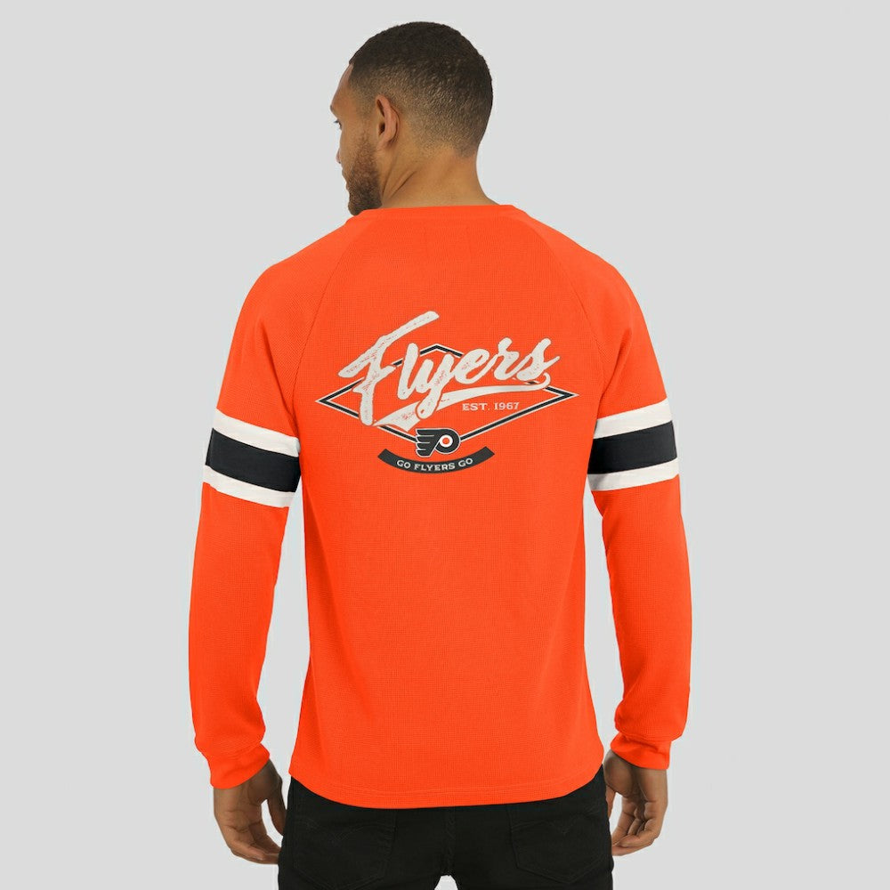 NHL Philadelphia Flyers Darius Rucker Collection by Fanatics Waffle-Knit Raglan Long Sleeve Henley T-Shirt - Orange