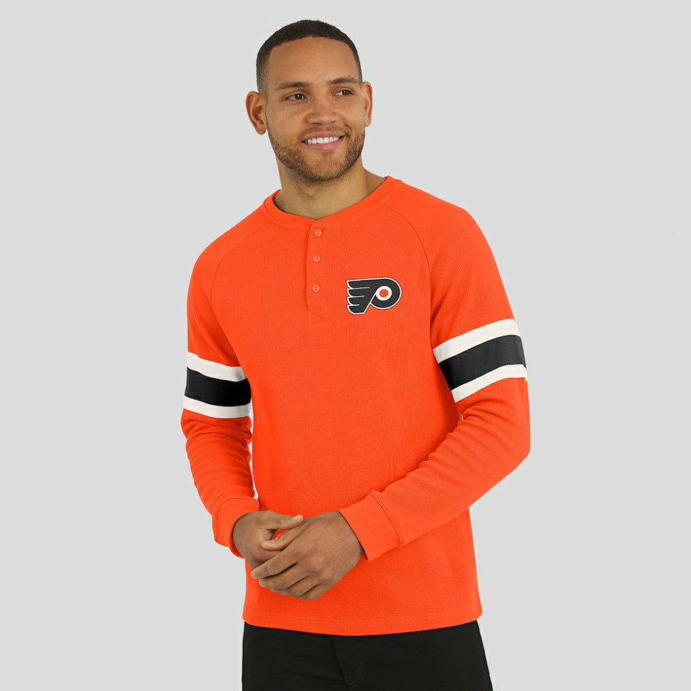 NHL Philadelphia Flyers Darius Rucker Collection by Fanatics Waffle-Knit Raglan Long Sleeve Henley T-Shirt - Orange