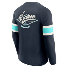 NHL Seattle Kraken Darius Rucker Collection by Fanatics Waffle-Knit Raglan Long Sleeve Henley T-Shirt - Deep Sea Blue
