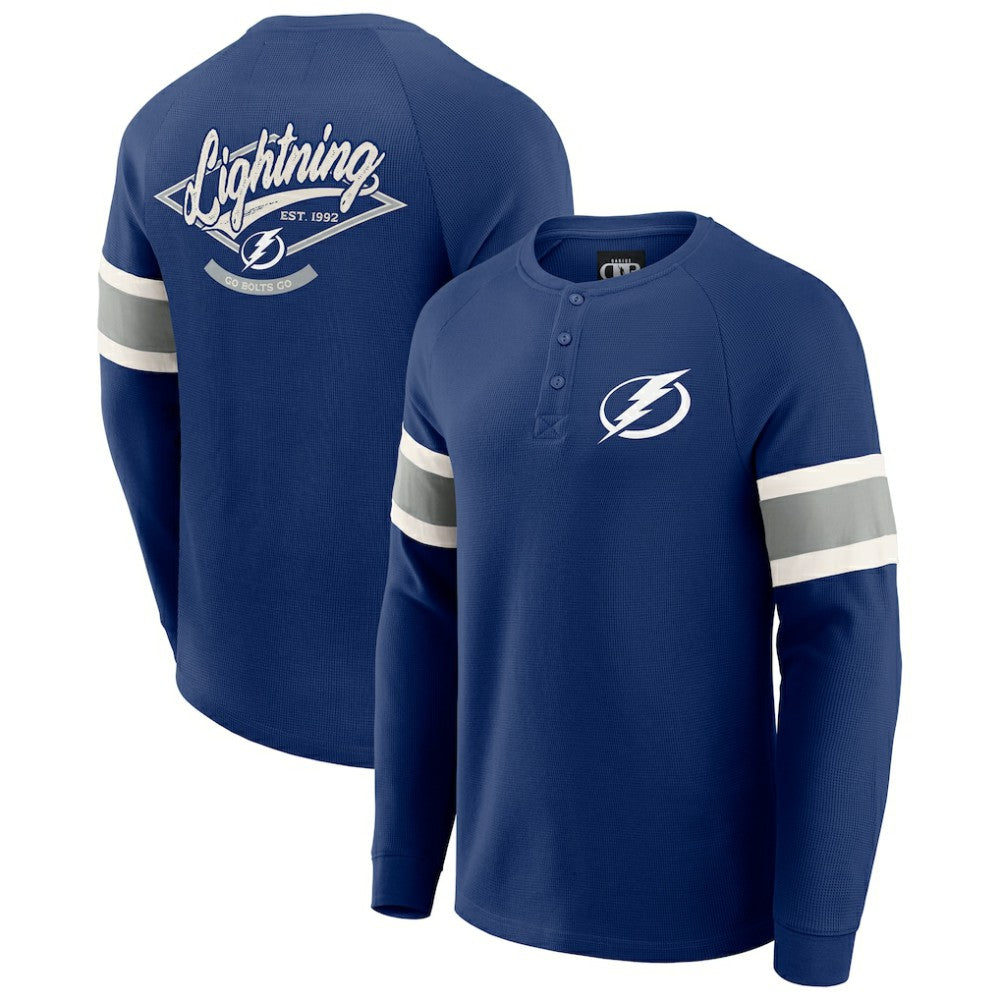 NHL Tampa Bay Lightning Darius Rucker Collection by Fanatics Waffle-Knit Raglan Long Sleeve Henley T-Shirt - Navy