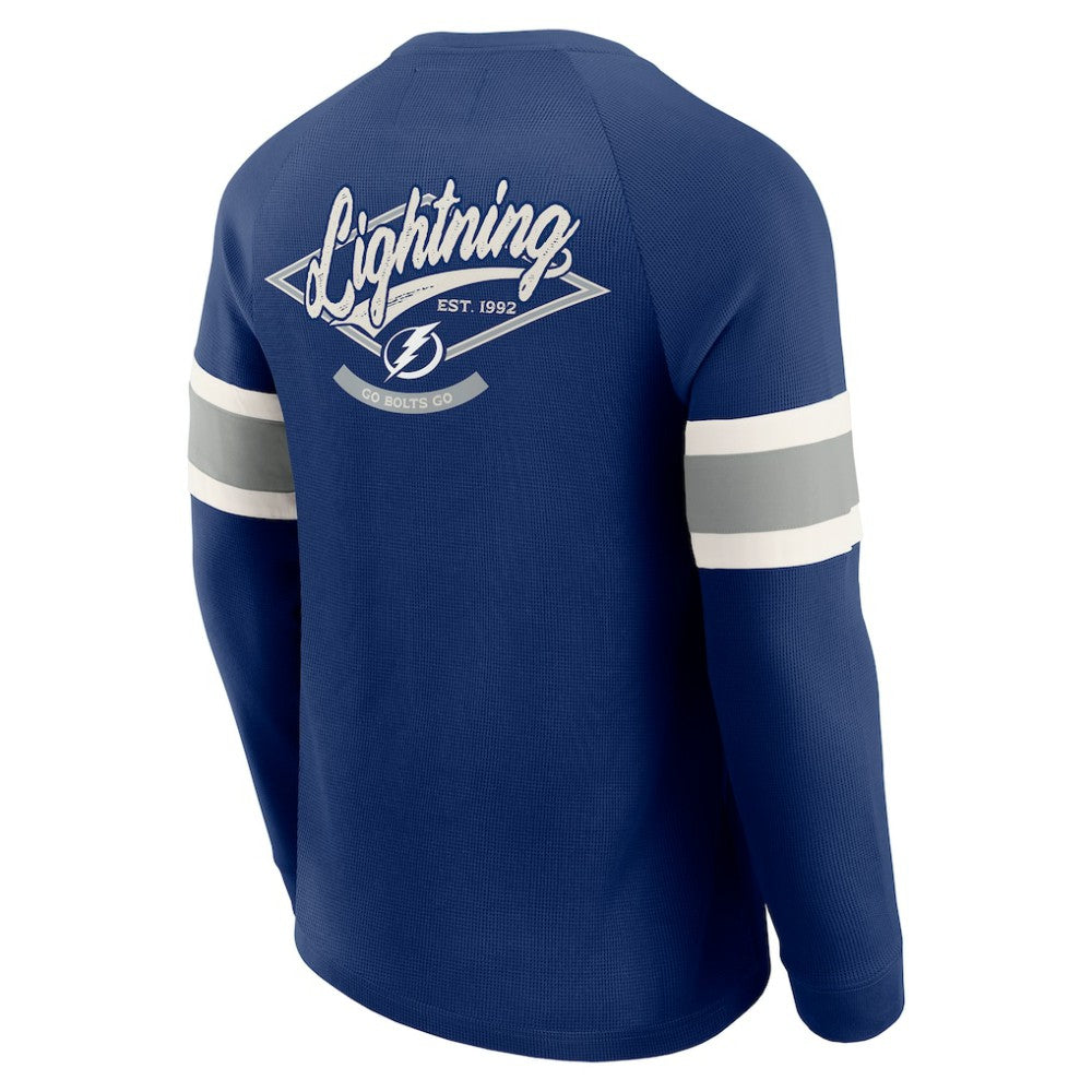 NHL Tampa Bay Lightning Darius Rucker Collection by Fanatics Waffle-Knit Raglan Long Sleeve Henley T-Shirt - Navy