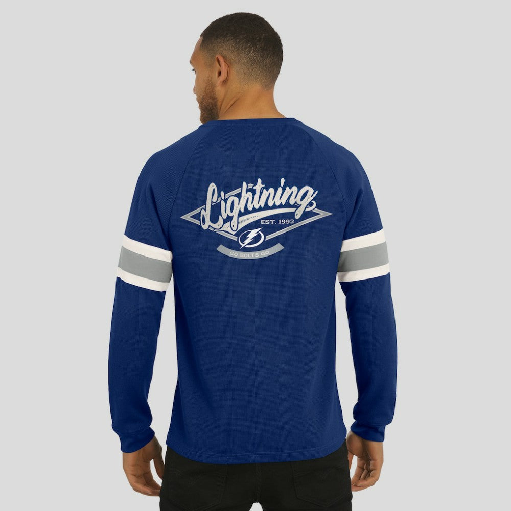 NHL Tampa Bay Lightning Darius Rucker Collection by Fanatics Waffle-Knit Raglan Long Sleeve Henley T-Shirt - Navy