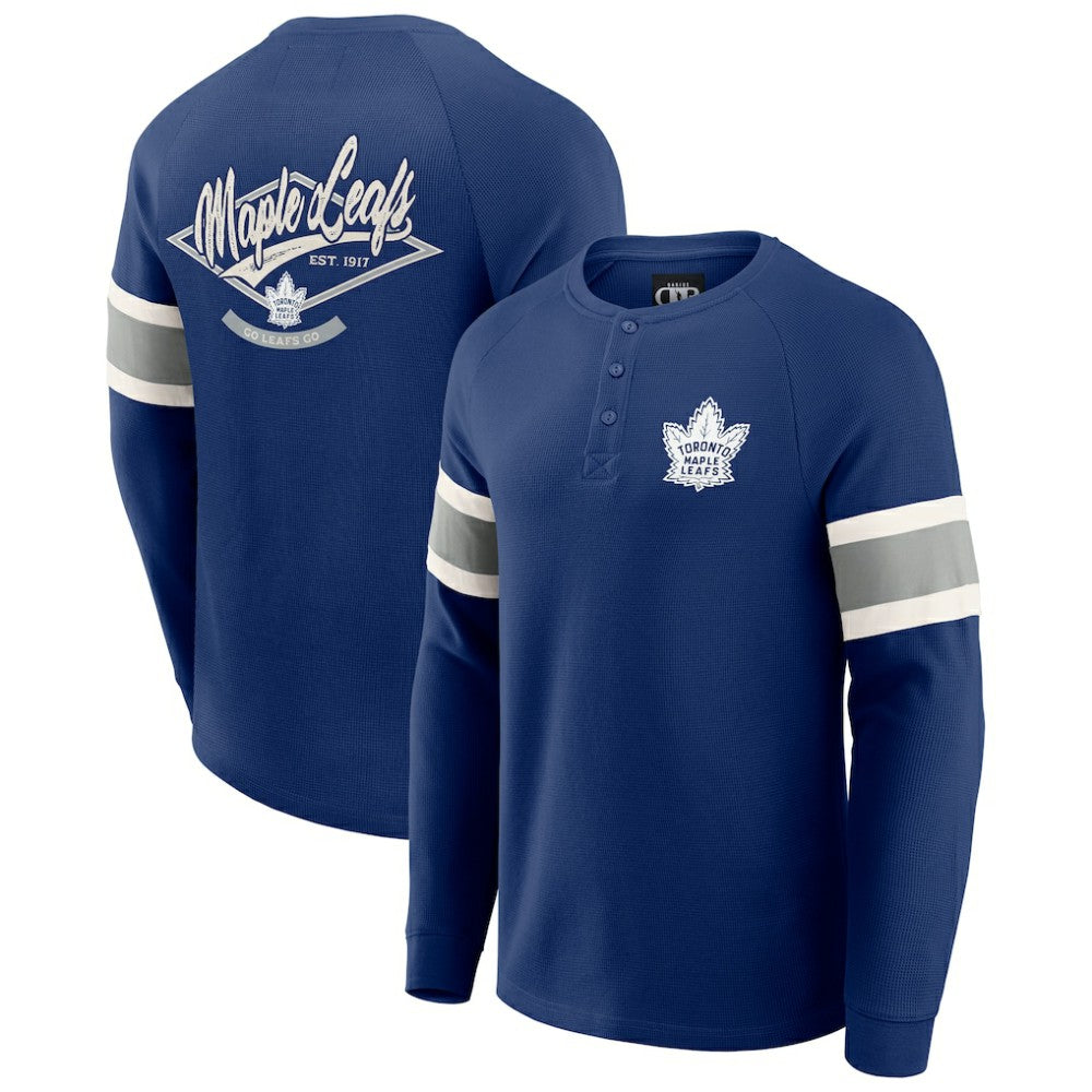 NHL Toronto Maple Leafs Darius Rucker Collection by Fanatics Waffle-Knit Raglan Long Sleeve Henley T-Shirt - Navy
