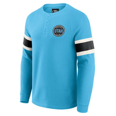 NHL Utah Hockey Club Darius Rucker Collection by Fanatics Waffle-Knit Raglan Long Sleeve Henley T-Shirt - Light Blue
