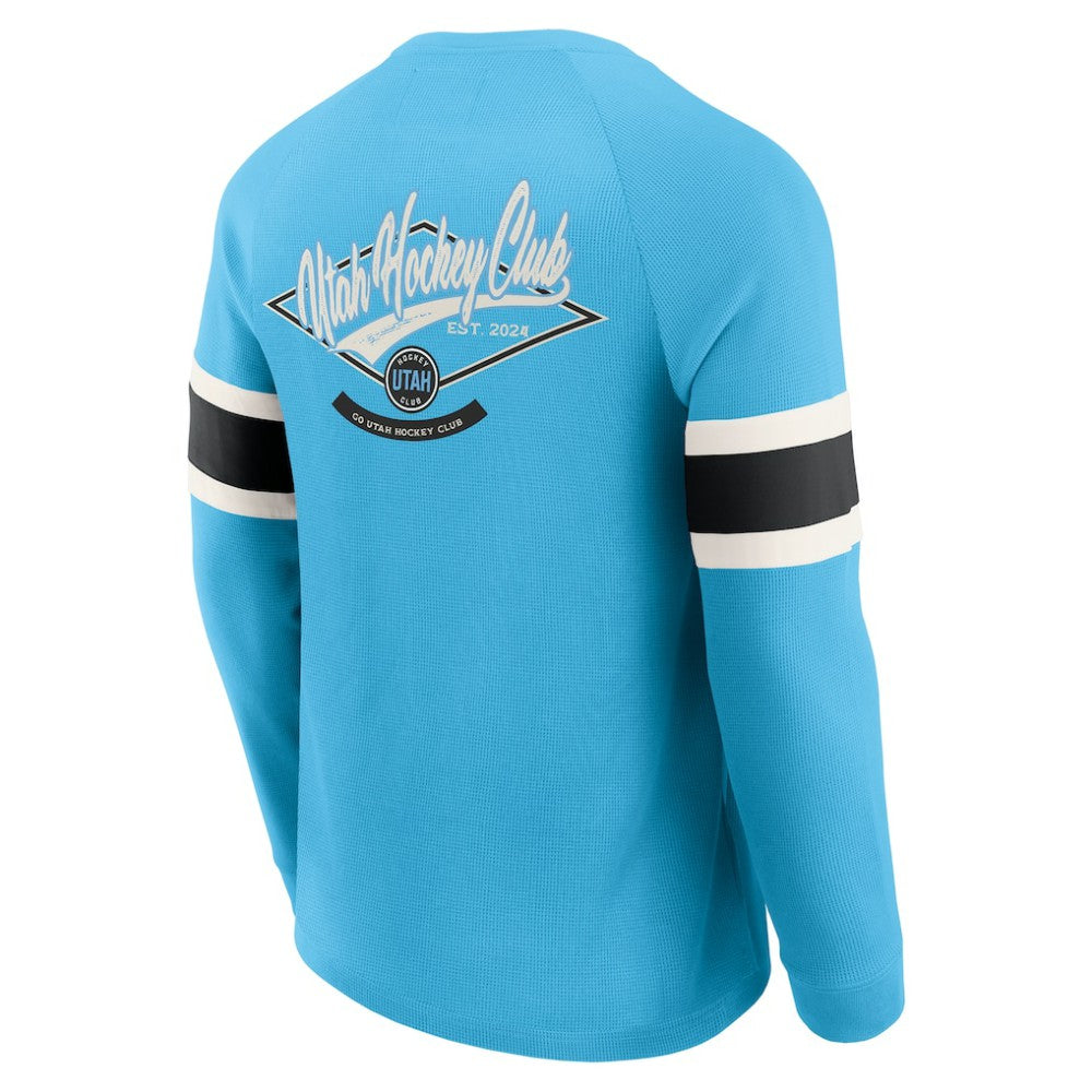 NHL Utah Hockey Club Darius Rucker Collection by Fanatics Waffle-Knit Raglan Long Sleeve Henley T-Shirt - Light Blue