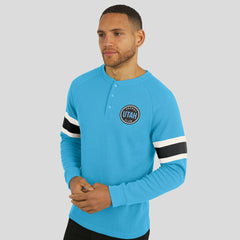 NHL Utah Hockey Club Darius Rucker Collection by Fanatics Waffle-Knit Raglan Long Sleeve Henley T-Shirt - Light Blue
