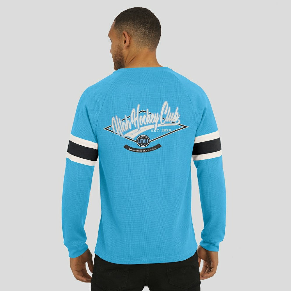 NHL Utah Hockey Club Darius Rucker Collection by Fanatics Waffle-Knit Raglan Long Sleeve Henley T-Shirt - Light Blue