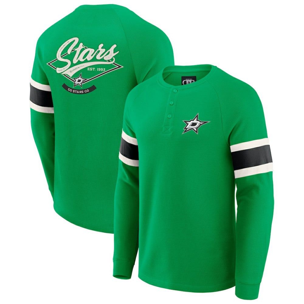NHL Dallas Stars Darius Rucker Collection by Fanatics Waffle-Knit Raglan Long Sleeve Henley T-Shirt - Green