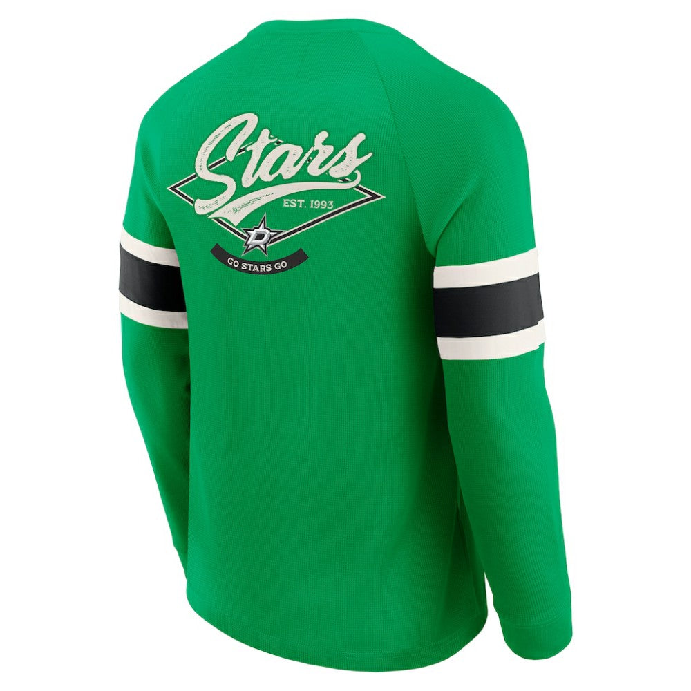NHL Dallas Stars Darius Rucker Collection by Fanatics Waffle-Knit Raglan Long Sleeve Henley T-Shirt - Green