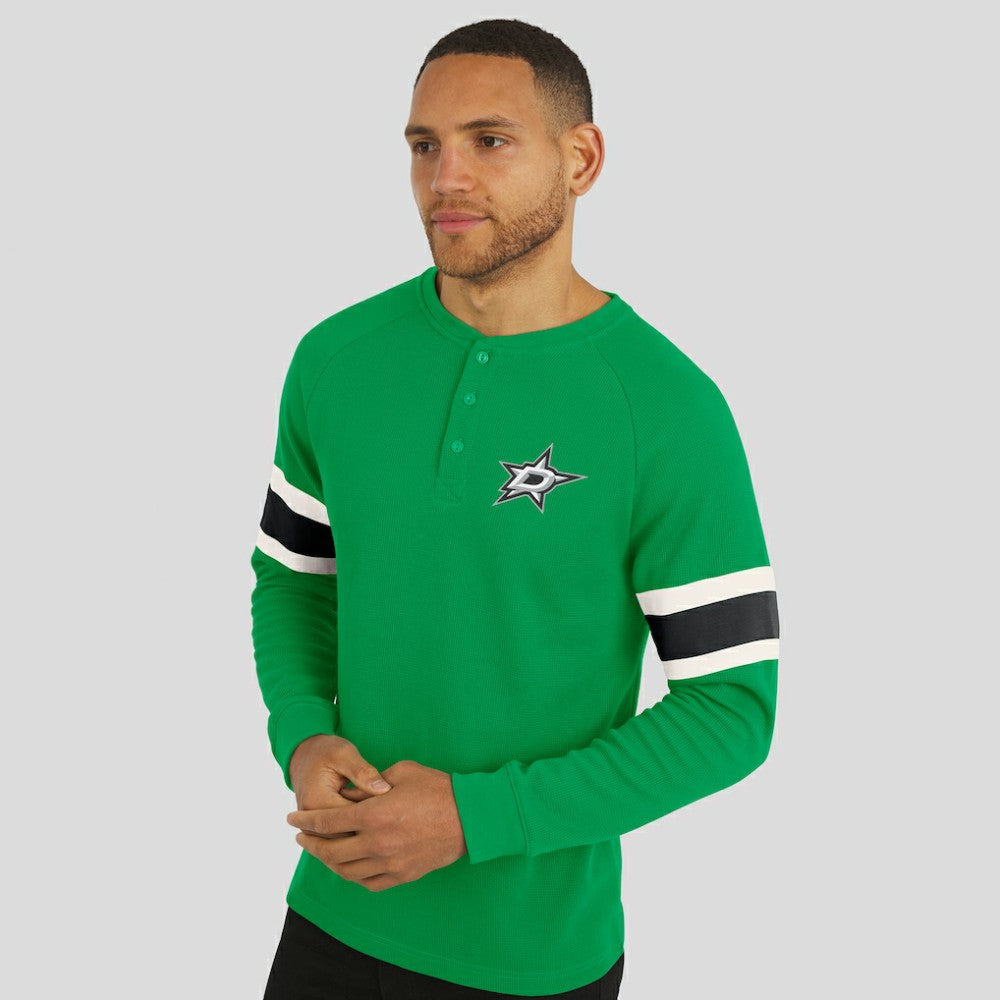NHL Dallas Stars Darius Rucker Collection by Fanatics Waffle-Knit Raglan Long Sleeve Henley T-Shirt - Green