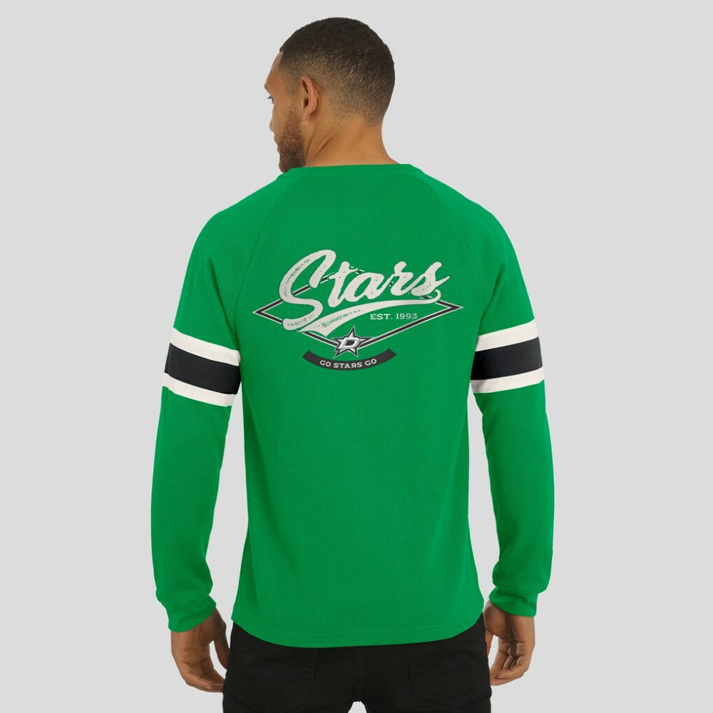 NHL Dallas Stars Darius Rucker Collection by Fanatics Waffle-Knit Raglan Long Sleeve Henley T-Shirt - Green
