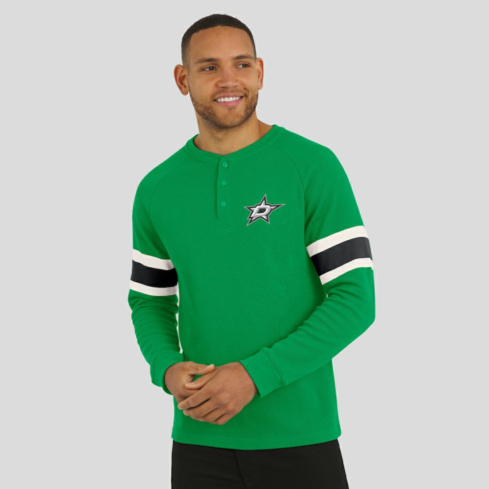 NHL Dallas Stars Darius Rucker Collection by Fanatics Waffle-Knit Raglan Long Sleeve Henley T-Shirt - Green