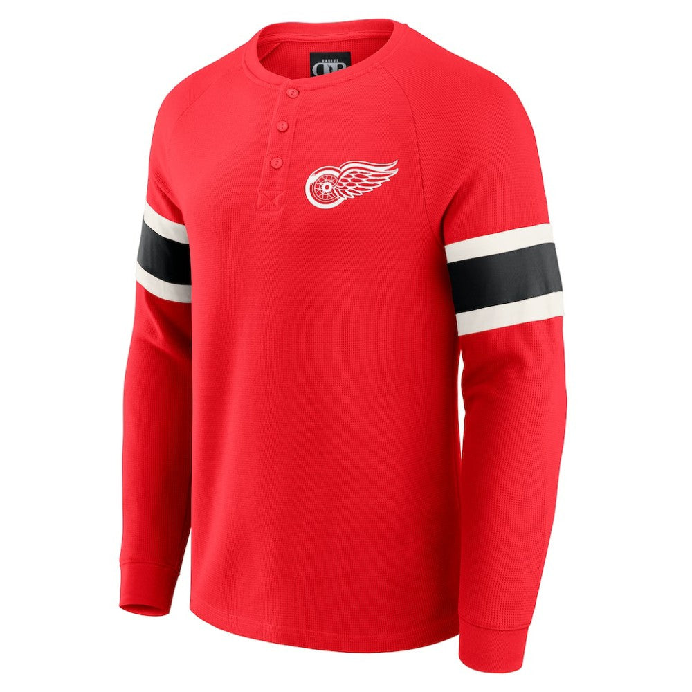 NHL Detroit Red Wings Darius Rucker Collection by Fanatics Waffle-Knit Raglan Long Sleeve Henley T-Shirt - Red