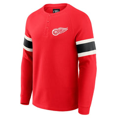 NHL Detroit Red Wings Darius Rucker Collection by Fanatics Waffle-Knit Raglan Long Sleeve Henley T-Shirt - Red