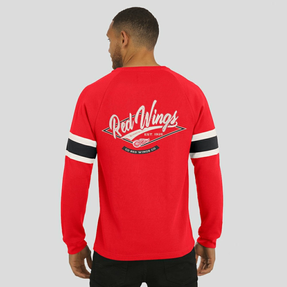 NHL Detroit Red Wings Darius Rucker Collection by Fanatics Waffle-Knit Raglan Long Sleeve Henley T-Shirt - Red