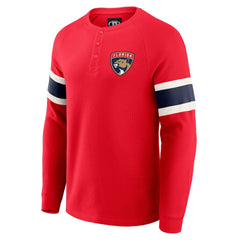 NHL Florida Panthers Darius Rucker Collection by Fanatics Waffle-Knit Raglan Long Sleeve Henley T-Shirt - Red