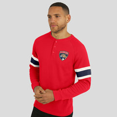 NHL Florida Panthers Darius Rucker Collection by Fanatics Waffle-Knit Raglan Long Sleeve Henley T-Shirt - Red