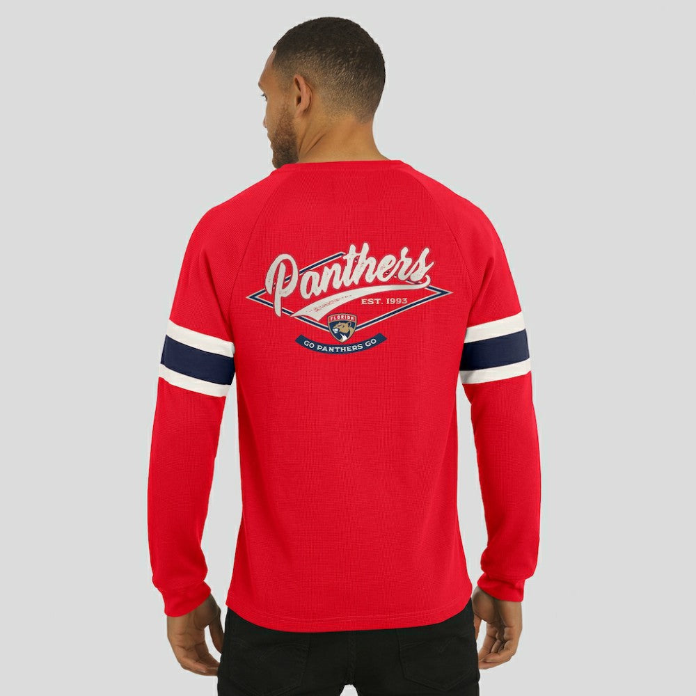 NHL Florida Panthers Darius Rucker Collection by Fanatics Waffle-Knit Raglan Long Sleeve Henley T-Shirt - Red