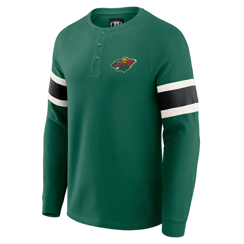 NHL Minnesota Wild Darius Rucker Collection by Fanatics Waffle-Knit Raglan Long Sleeve Henley T-Shirt - Green