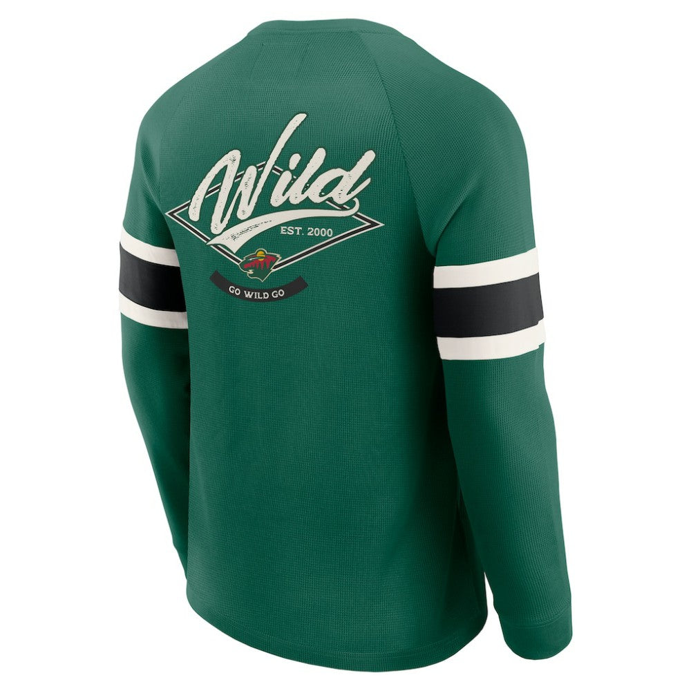 NHL Minnesota Wild Darius Rucker Collection by Fanatics Waffle-Knit Raglan Long Sleeve Henley T-Shirt - Green