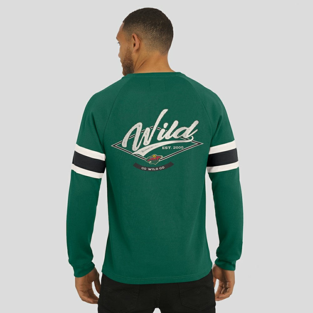 NHL Minnesota Wild Darius Rucker Collection by Fanatics Waffle-Knit Raglan Long Sleeve Henley T-Shirt - Green