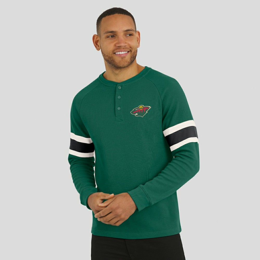 NHL Minnesota Wild Darius Rucker Collection by Fanatics Waffle-Knit Raglan Long Sleeve Henley T-Shirt - Green